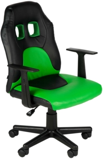 DELUKE® Kinder Bürostuhl MIA - 83x56x59, Schwarz/Grün Kunstleder Kunststoff Gestell ergonomische Bürostühle Homeoffice Stuhl mit Rollen