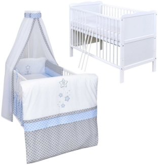 Baby-Delux Komplettbett Babybett Jack Komplettset, 10-tlg, Kinderbett 70x140 cm weiß, Bettset verschiedene Designs