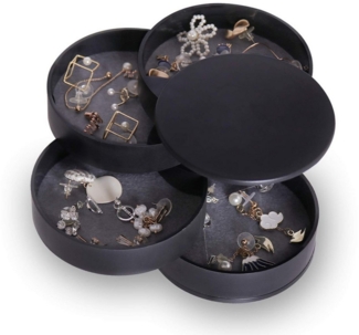 RWEUOQ Schmuckkassette Rotierende Damen-Schmuckschatulle 4 Etagen 360° Drehbar Mit Deckel (Schmuckaufbewahrungsbox mit 4 Etagen und 360° drehbarem Design, 10x10x10 cm, ideal für Schmuck wie Ohrringe und Ringe), Platzsparend, staubgeschützt, elegant, ro...