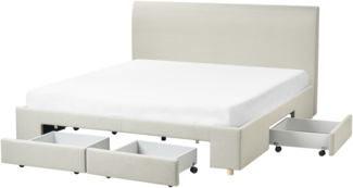 Bett mit Schubladen Stoff SOUTRIN 180 x 200 cm Beige