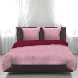 Bettwäsche 2-tlg "Cashmere Touch" ( Rose / Beere ) - Öko-Tex - 1 Bettbezug 135x200cm + 1 Kissenbezug 80x80cm Bettdecken Set mit Reißverschluss