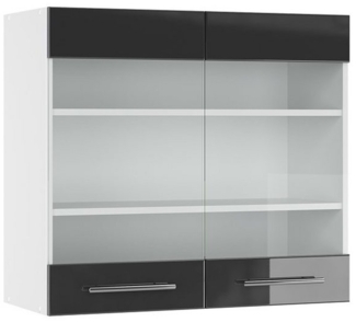 Küchenglasschrank Fame-Line Anthrazit Hochglanz 80 cm Vicco