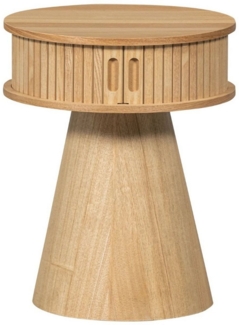 LEVEN Lifestyle Nachttisch MERRI rund Beistelltisch Nachttischchen NATUR Holz hell, Durchmesser 38 cm
