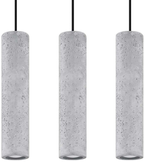 Pendelleuchte, 3-flammig, Schwarz, Beton, Grau, L 40 cm