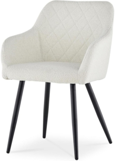 Esszimmerstuhl Teddy Beige Boucle Armlehne Metallbeine 150 kg Tragkraft