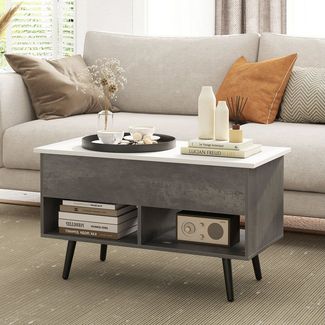 COSTWAY Couchtisch, höhenverstellbar mit Gasdruckmechanismus 80x40x46-60cm