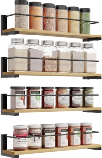OROPY 4 Stück Gewürzregale Wandmontage Kiefernholz Küchenregal 40x9cm