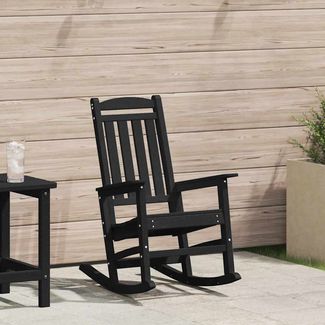 vidaXL Schaukelstuhl für den Garten Schwarz 92 x 70 x 108cm HDPE 42006615