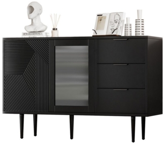 Ulife Kommode mit 3 Schubladen und 2 Türen, mit Metalfüßen und Glastüren (1 St), 120 x 38 x 79.5 cm