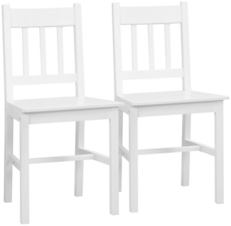 HOMCOM Esszimmerstuhl Wohnzimmerstuhl mit Rückenlehne (Küchenstuhl, 2 St), Kiefernholz, Weiß, 41 x 46,5 x 85,5 cm