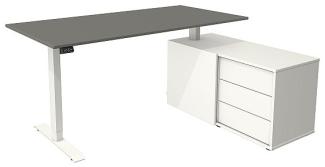 Kerkmann Schreibtisch Sitz-Stehtisch MOVE 1 silber 180x80x74-123cm elektr. höhenverstellbar grafit