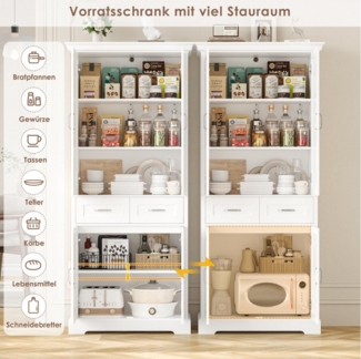 Homfa Küchenbuffet Küchenbuffet Küchenschrank mit 2 Schubladen Buffetschrank Vorratsschrank Mehrzweckschrank 180,5x80x39,5cm