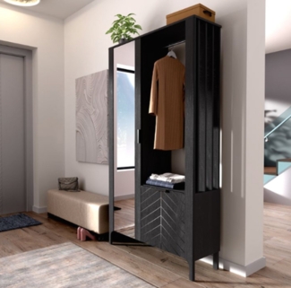 Beautysofa Garderobenschrank LUME mit Spiegel – links oder rechts montierbar Schuhfach, Kleiderstange und Ablagen