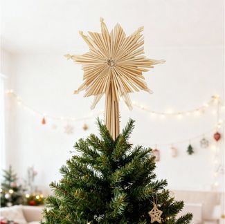Salcar Christbaumspitze Baumspitze Weihnachten Stroh Ø 17 x 24,5 cm Natur Christbaumspitze