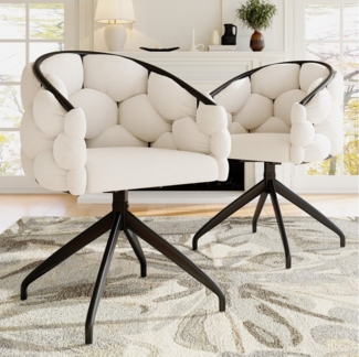 Flieks Esszimmerstuhl 360° drehbar (Set, 2 St), 2er Set Polsterstühle mit Armlehnen Drehstühle Wohnzimmer Samt