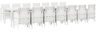 vidaXL Garten Essgruppe 15 pcs Weiß Polt Rattan 3378806