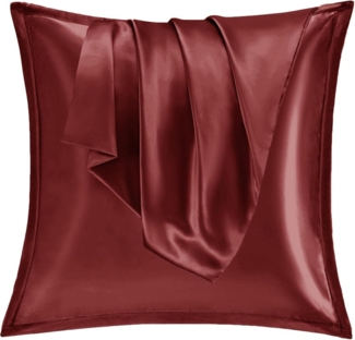 Satin Kissenbezug 80x80 2er Set Silk Seidenkissenbezug Curly Haar Rot