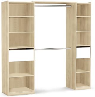 habeig Kleiderschrank Begehbarer Kleiderschrank 5077 in Breite verstellbar offen Schublade stufenlos in der Breite verstellbar von 140 - 200 cm