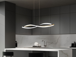 Fischer & Honsel 61018 LED Pendelleuchte Torcido sandschwarz blattgoldfarben CCT