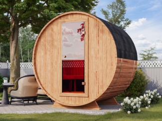 Fjordholz Fass-Sauna Modell Mini Luxe Natur