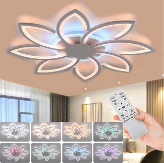 oyajia Deckenleuchte 90W LED Deckenleuchte Wohnzimmer Beleuchtung, Modern Deckenlampe 87cm, LED fest integriert, Blumenförmiges Design LED Deckenlampe, für Wohnzimmer, Schlafzimmer