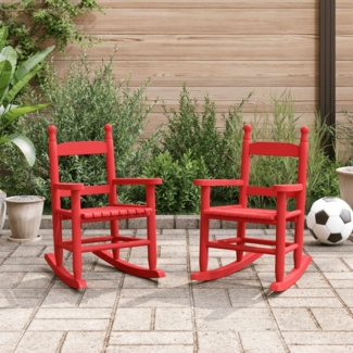 vidaXL Schaukelstuhl für Kinder 2 Stk. Rot Massivholz Pappel 3281601