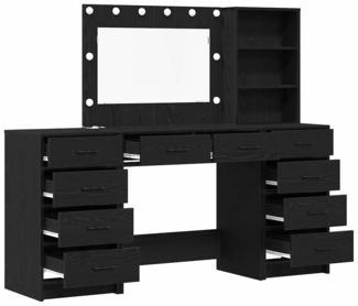 vidaXL Schminktisch 3 pcs Schwarz 40 x 41 x 135 cm Holzwerkstoff 3334210