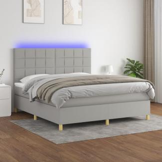 vidaXL Boxspringbett mit Matratze & LED Hellgrau 160x200 cm Stoff, Härtegrad: H2 [3135445]