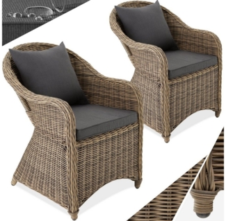 tectake Rattanstuhl 2er Set Rattansessel (Komplettset, 2 St), Natur nachempfundenes Polyrattan