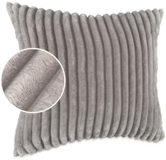 Kisska Dekokissen Kissenhülle LILLI BIG CORD Velour Zierkissen Ambiente Dekorieren, Kissenüberzug ohne Füllung BIG-Cord UNI 40x40cm Einfarbig Hellgrau