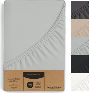 Hausfelder Spannbettlaken 2er Set Spannbettlaken Topper, 180/200x200 cm, Grau, Jersey-Baumwolle, Gummizug: rundum, (2 Stück), verschiedene Farben und Größen