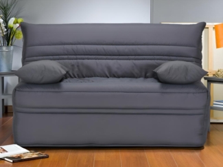 Vente-unique - Schlafsofa Klappsofa - Schließhilfe - Baumwolle - 140x190 cm - Grau - CANYON III
