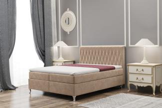 Boxspringbett Schlafzimmerbett ESME 160x220cm in Stoff Riviera Hellbraun