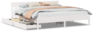 vidaXL Massivholzbett ohne Matratze Weiß 160x200 Kiefernholz 3301744