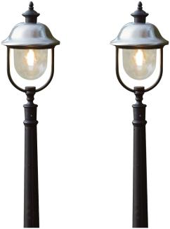 2er-Set schwarze Wegeleuchten PARMA, Edelstahl Lampendach, E27, IP43