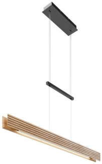 Elobra LED Pendelleuchte INKA, 116x165 cm, 1-flammig, Eichenholz, Metall, Dimmfunktion, Anpassung der Farbtemperatur, LED fest integriert, Extra-Warmweiß, Neutralweiß, Tageslichtweiß, Hängeleuchte, Hängelampe