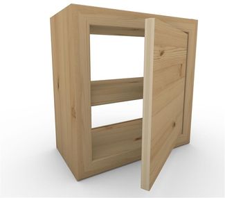 Nachttisch Nachtkommode Nachtkästchen ohne Rückwand mit Zwischenboden ohne Füße mit Türe Fichte