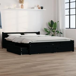 vidaXL Bett mit Schubladen Schwarz 140x190 cm [3103553]
