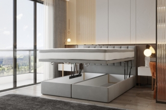 TRADA Boxspringbett BOND mit Taschenmatratze - Elegant Polsterbett mit Zwei Bettkasten (Bett + Materatze), mit zwei Bettkasten - mit Funktion, die das Bettenmachen erleichtert