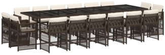 vidaXL 17-tlg. Garten-Essgruppe mit Kissen Braun Poly Rattan 3211065