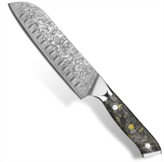 KingLux Damastmesser Damast Santokumesser aus Damaszener Stahl Küchenmesser