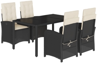 vidaXL 5-tlg. Garten-Essgruppe mit Kissen Schwarz Poly Rattan 3212197