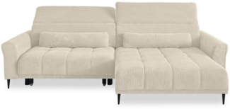 Iwaniccy Wohnlandschaft elektr. Sitzverstellung, 2 Kissen, Cord beige - 277x108x179cm (BxHxT)