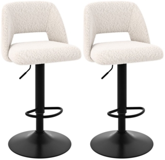 COSTWAY Barhocker (2er Set), Barstühle 63-83 cm höhenverstellbar, gepolstert