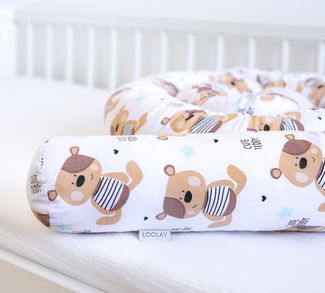 Loolay Nestchenschlange TEDDY Bär Baumwolle Multifunktion Bettschlange Schlange Kinderzimmer, (Bettumrandung Krabbeldecke Babybett Umrandung Schlange Bett Kopfschutz, Zierkissen Bettrolle Dekokissen Zugluftstopper - Babyshower GESCHENK), LOOLAY® - 100%...