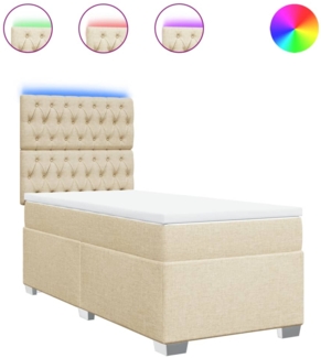 vidaXL Boxspringbett mit Matratze Creme 90x190 cm Stoff 3292655