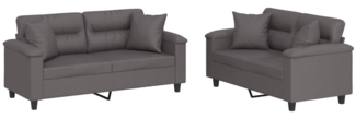 vidaXL 2-tlg. Sofagarnitur mit Kissen Grau Kunstleder 3202374