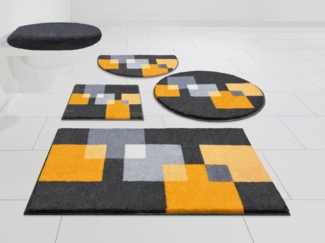 Grund Badematte Paxos, Höhe 20 mm, rutschhemmend beschichtet, fußbodenheizungsgeeignet, strapazierfähig, Polyacryl, rund, geometrisches Design, modern, flauschig, softer Flor, Made in Europe