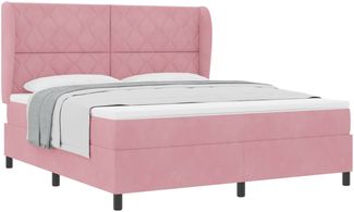 vidaXL Boxspringbett mit Matratze Rosa 200 x 180 cm Polyester 3340999