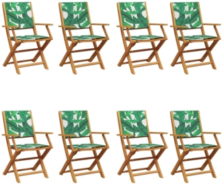 vidaXL Gartenstühle 8 Stk. Klappbar Grün Stoff und Massivholz 3214588